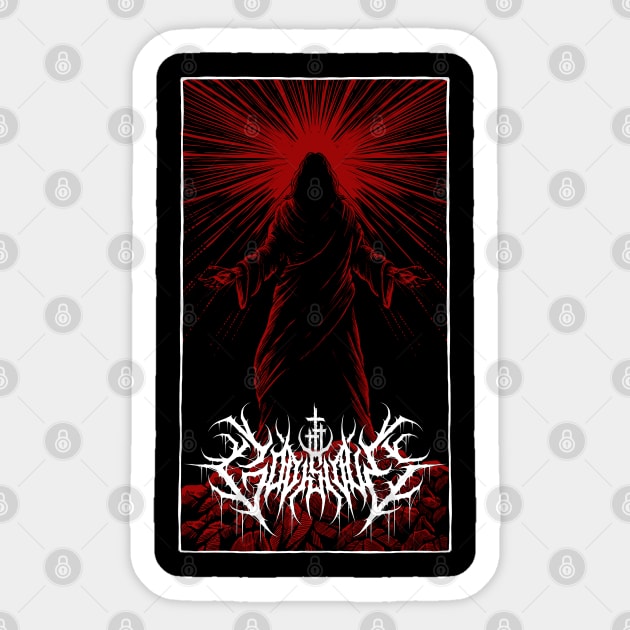 God is Love Redeemer  death metal design (crimson) Sticker by Tmontijo